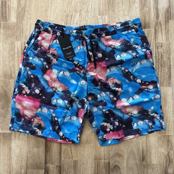 Barney Cools 16.5” Swim Shorts Poolside Acid Dye Nylon Trunks Mens Size L Bcools - Picture 1 of 7